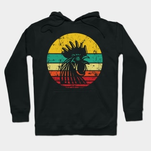 Retro Sunset Rooster Hoodie